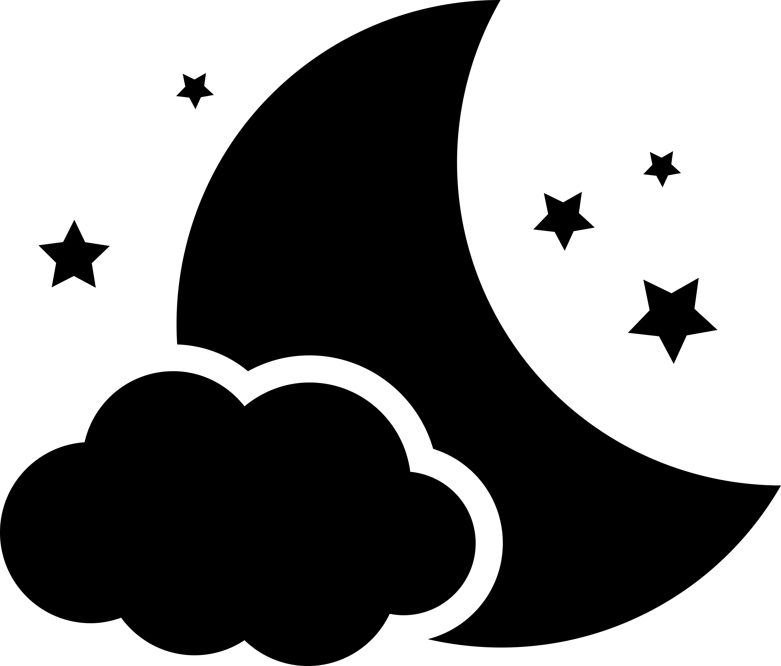 Night Symbol Of The Moon With A Cloud And Stars Outline Svg Vector Free Vectors